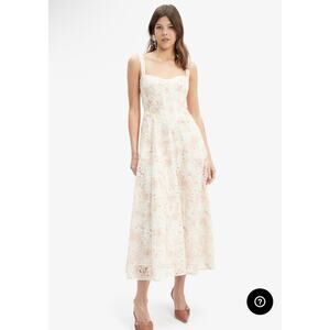 Bardot eyelet corset Lilah Corset Midi Dress In Sunny Fl xs 2 womens